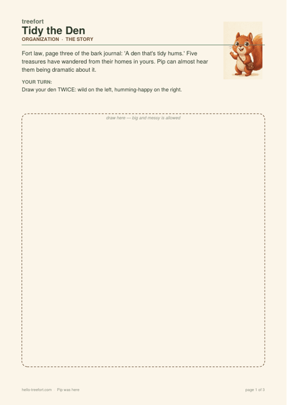 Adventure sheet page 1 — the story